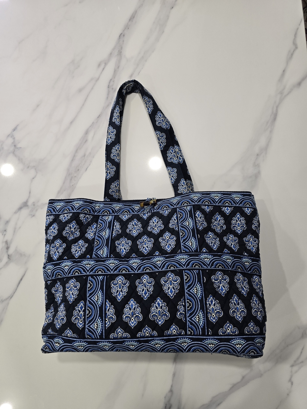 Vera Bradley Navy Tote with Light Blue Pattern